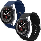 kwmobile 2x horlogebandjes geschikt voor OnePlus Watch 3 / 2 / 2R / Oppo Watch X2 bandje - Smartwatch bandjes van TPU - Activity tracker horloge band in zwart / donkerblauw