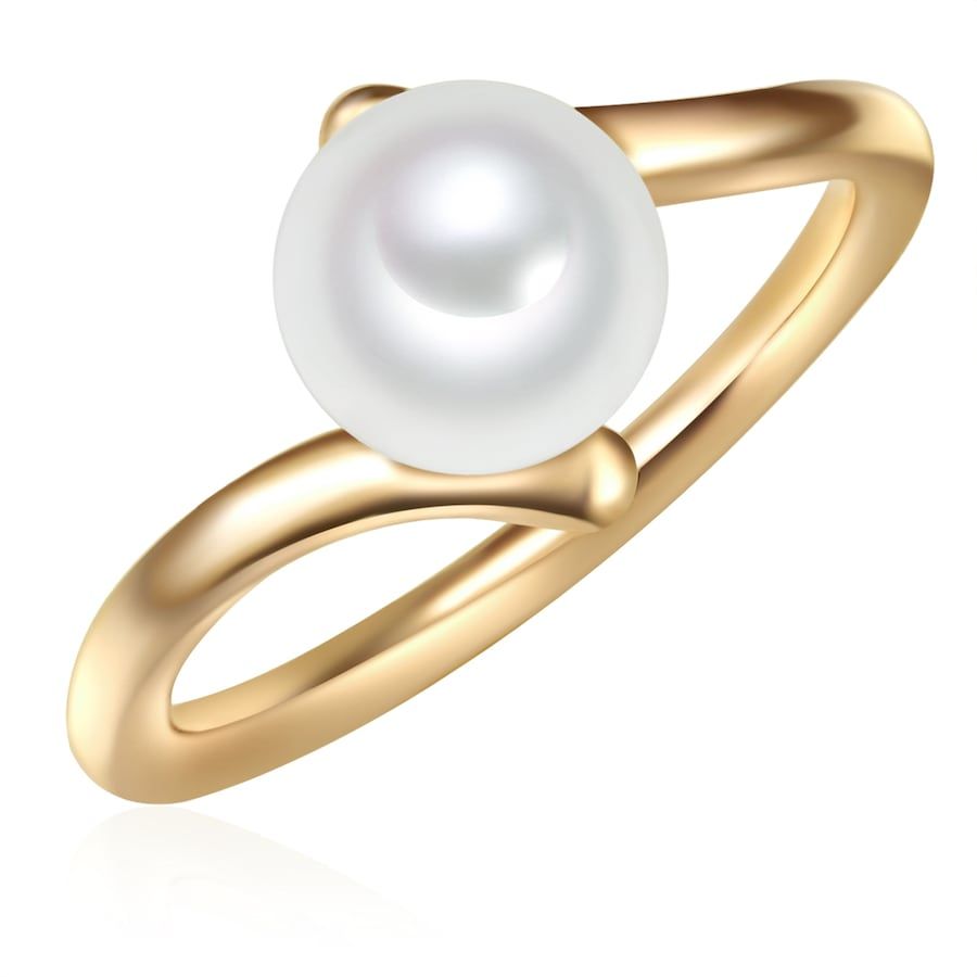 Valero Pearls Ring Sterling zilver Gekweekte zoetwaterparels Geelgoud Dames