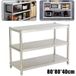 Table d'établi inoxydable, table de cuisine 3 étages étagère de cuisine table de préparation des aliments étagère robuste pour cuisine bar restaurant garde-manger (80 x 80 x 40 cm)