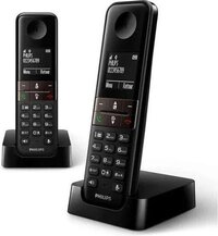 Philips Dect T Philips D4702B/34 draadloze vaste telefoon (achtergrondverlichting, HQ-geluid, 16 uur, contact 2 cijfers, handsfree, My Sound, privé-modus, wekker, display, eco-display +) zwart
