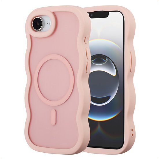 Selencia Wavy Case - Golvend Hoesje geschikt voor Apple iPhone 17e / 16e - Soft Pink