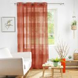 HomeMaison Gestreepte chenille voile met linneneffect