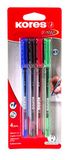 Kores K1 Balpen, Medium - 1mm, Driehoekig (Set van 4 verschillende kleuren)