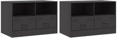 vidaXL Meuble TV 2 pièces 67x39x44 cm acier noir