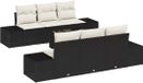 vidaXL Tuinbank Set Zwart en Crème Poly Rattan