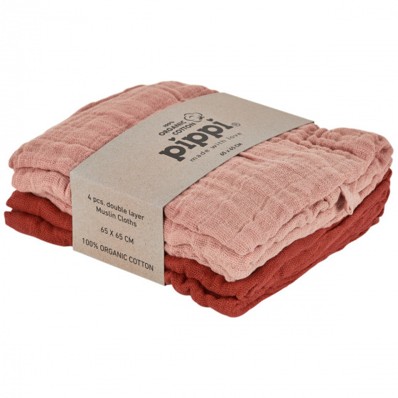 Pippi Washandjes 4-pack misty rose