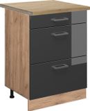 Vicco R-Line Keukenonderkast – 60 cm met laden, WB Eik Antraciet Hoogglans