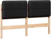 vidaXL - Gestoffeerd hoofdbord - Bruin en Zwart - 135 cm - Massief grenenhout