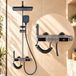 Merkloos Douchekolom Thermostatisch Digitaal display Zwart, grijs en titanium 750 tot 1450 mm Badkamerkolom met watervaldouche