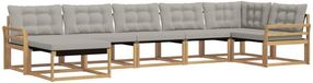 vidaXL - Hoek loungeset - 7 zitplekken - Wit en lichtgrijs - Massief acacia hout