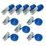 Amazon Basics Spanbanden met ratel, 6 m lang, 25 mm breed, draagvermogen 800 kg, DIN EN 12195-2 gecertificeerd - blauw, 10 stuks