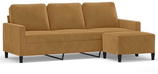 vidaXL Driezitsbank met voetenbank 180 cm fluweel bruin