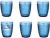Vivalto Drinkglazen Tropical Shells - waterglazen - blauw transparant - glas - set 6x stuks - 290 ml - stapelbaar