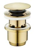 Edouard Rousseau Clic-Clac wastafelafvoer, diameter 63 mm, NF-gecertificeerd, met overloop, standaard, geborsteld messing afwerking