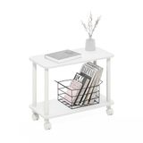 Furinno Turn-N-Tube Moderne rechthoekige bijzettafel met wielen, wit/wit