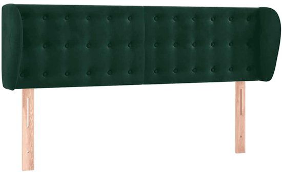 VidaXL Hoofdeinde met oren, donkergroen, 147 x 23 x 78/88 cm, fluweel