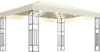 vidaXL Prieel met LED-lichtslinger 3x4 m stof crèmekleurig