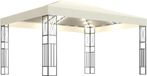 vidaXL Prieel met LED-lichtslinger 3x4 m stof crèmekleurig