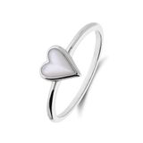 Lucardi Dames Ring met hart voor dames - Ring - 925 Zilver - Zilverkleurig - 16 / 50 mm