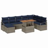 vidaXL Tuinbank Set 9 st Grijs en Marineblauw