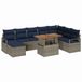 vidaXL Tuinbank Set 9 st Grijs en Marineblauw