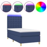 vidaXL Boxspringbed met matras en LED-verlichting, stof, blauw, 80x200 cm