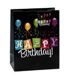TSI Geschenkzakjes Happy Birthday zwart, 3-pack, medium