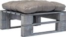vidaXL Repose-pieds de jardin avec coussin gris bois de palette gris
