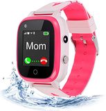 4G ele ELEOPTION 4G Smartwatch voor kinderen, IP67 waterdicht, met GPS-positie, camera, SOS, oproep, stappenteller, touchscreen, videochat, voor jongens en meisjes (roze T5)