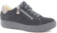 Hartjes sneaker veter H Phil Zwart Combi Nubuck Veters/Ritssluiting Dames Wijdte H