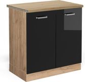 Vicco R-Line Armoire de lavabo – 80 cm, WB Chêne Noir laqué brillant