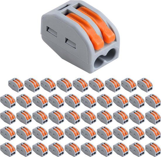 Lasklem - Verbindingsklem - 50 Stuks - 2 Polig - Grijs/Oranje