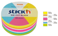 Stick'n Die-Cut notes cirkel neonmix 61 x 70 mm (250 vel)