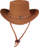 Urban 5884 Cowboyhoed van echt suède, westernhoed voor heren/dames van echt rundleer, vormbare rand en verstelbare kinriem, Lichtbruin., XXL