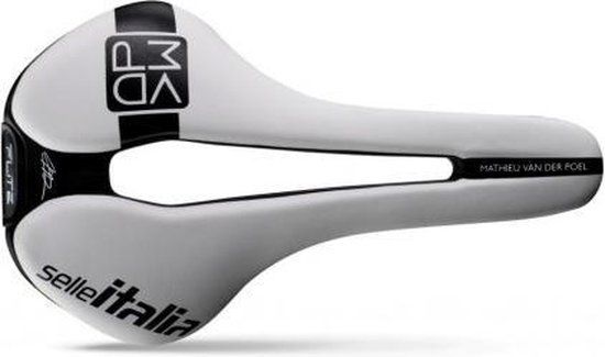 Selle Italia FLITE Boost Superflow Kit MVDP Racefiets Zadel Mannen Wit Leer Carbon Rail
