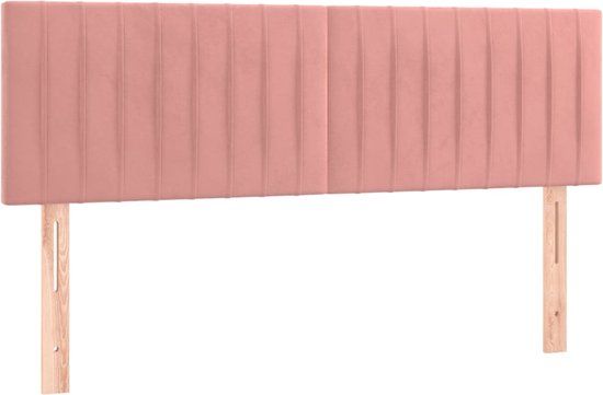 vidaXL Hoofdbord 144x5x78/88 cm Fluweel Roze
