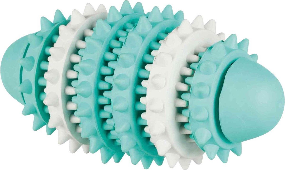 TRIXIE denta fun natuurrubber rugby met muntsmaak 15 cm 3 st