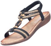 Rieker V7564-00 Zwarte Dames Plateau Sandalen Maat 36