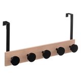 5Five Deurkapstok - met 5 ophanghaken/knoppen - zwart/beige - B50 x H24 cm - metaal/MDF