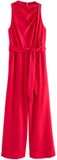 Next - Dames - Feestelijke mouwloze jumpsuit van jersey met lage hals - Tall - Rood