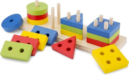 New Classic Toys Houten Geometrische Vormenpuzzel - 16 Stukjes