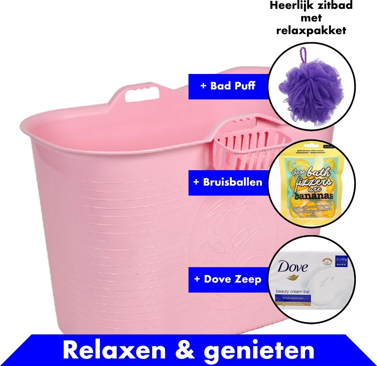 In Round Bath Bucket Roze Mobiel 200 Liter Zitbad Voor Volwassenen