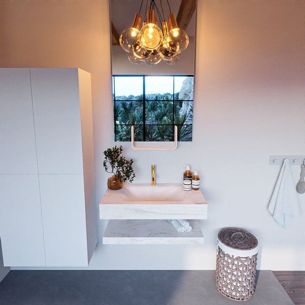 MONDIAZ ALAN-DLUX Badmeubelset 80cm Ostra met vrijhangende wastafel 1 kraangat Ostra ADX80OstPLM1Ost