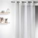 Home Maison 09371-8-AL gordijn, etamin, met oogjes, langsstrepen, beige/zilver, 140 x 260 cm