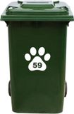 MC Living KadoExpress Kliko Sticker / Vuilnisbak Sticker - Hondenpoot - Nummer 59 - 18x16,5 - Wit