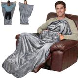 EzrAllora Lichtgewicht voetzakdeken met buidelzak - 170 x 101,6 cm - premium fleece plaid voor gezellige tv-avonden - cadeau voor vrouwen - cadeaus voor opa en papa - schootdeken en loungemetgezel