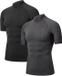 DANISH ENDURANCE Korte Mouw Compressie Top Heren - Onderlaag Shirt - Ademend Mesh - 2-Pack - Zwart/Grijs - Maat L