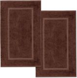 Lavea® Set van 2 badmatten 50x80 cm, zacht en absorberend – 100% katoen, wasbare badkamermatten – ideaal als douche- of badmat – Koffiebruin