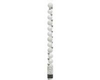 Decoris Mini kerstballen - 14x st - wit - D3 cm - kunststof