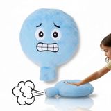 alldoro XXL pluche bontkussen blauw, 20,5 cm groot poppenkussen met geluid | Bibber, het angstige funkussen met grappig ruisgeluid en gezicht, emoties spelenderwijs ontdekken, voor kinderen vanaf 3 jaar